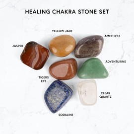 Myga -Chakra Stones Natural Healing Crystals - Palm Thumb Pocket Stones for Meditation and Reiki - Worry Stones with Storage Bag (Multicolor, 7 Pieces, 1 Piece)