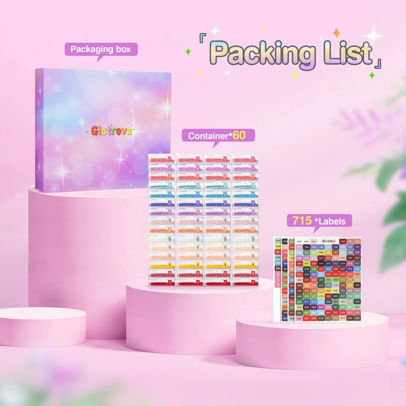 Glotrove Diamond Art Storage Containers Trays, 60 Pcs