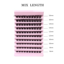 Lash Clusters, 100Pcs DIY Individual Eyelash Extenisons Natural Look D Curl Cluster eyelashes 8-16MM Reusable Individuals DIY at Home (#03)