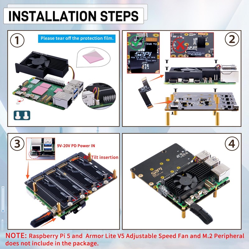 GeeekPi N16 Quad M.2 M-Key NVMe SSD HAT for Raspberry