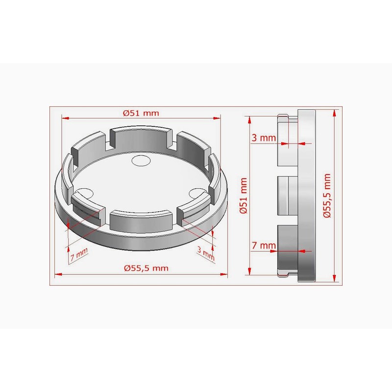 Hub Caps Pack of 4 x 55 mm Hub Caps