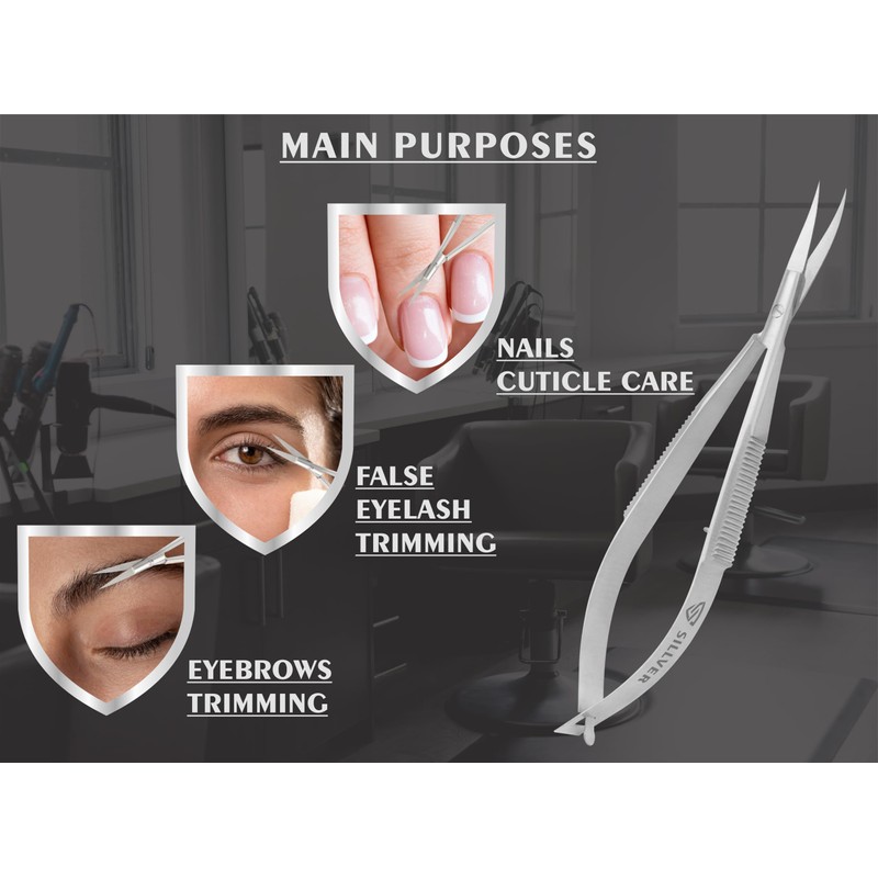 Cuticle Scissors Extra Fine Curved Eyebrow Scissors, Professional Ultra Sharp
