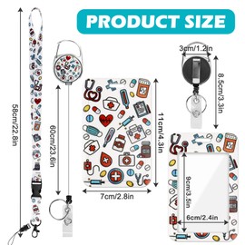 Retractable Badge Holder with Lanyard, Nurse ID Card Holder with Reel and Adjustable Lanyards, Name Tag Lanyard Vertical ID Protector Badge Clips for Office Teachers Nurses