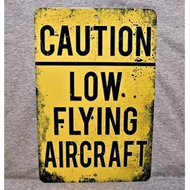 Buywell Metal Poster Plaque Low Flying Aircraft Airplane Aviation Airport Aviator Pilot Aeroplane Hangar Air Vintage Metal Tin Signs Home Bar Shop Decorations Coffee Sign Gift 5.5x8 Inch