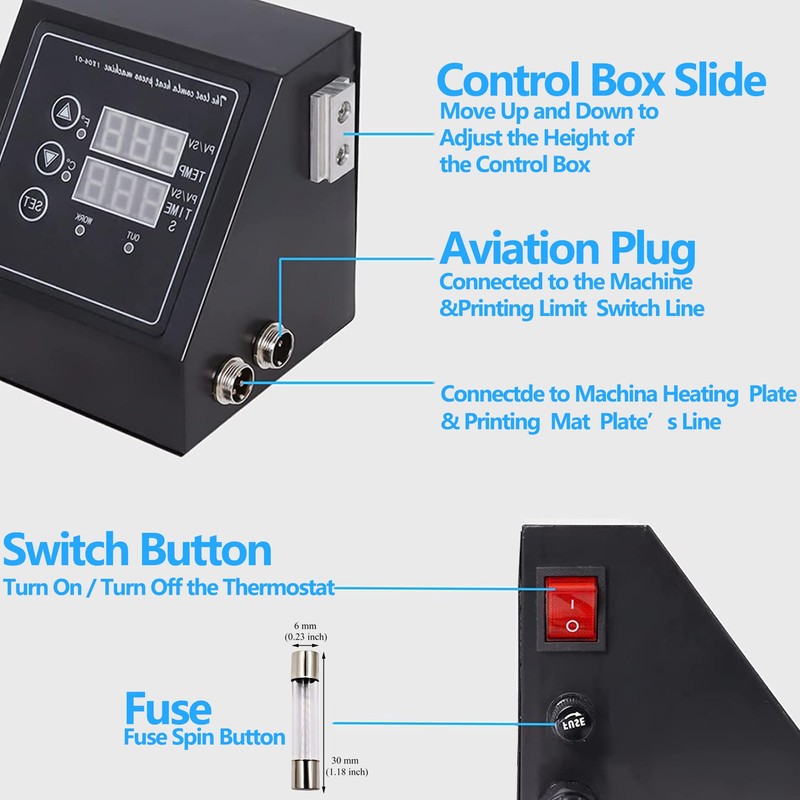 K Type Heat Press Control Box,Replacement Parts for 15x15 Heat