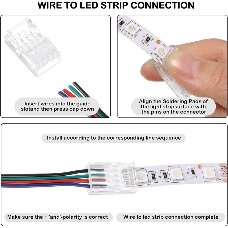 YUTOKEER 4 Pin 8mm SMD LED Connector Kit - 20