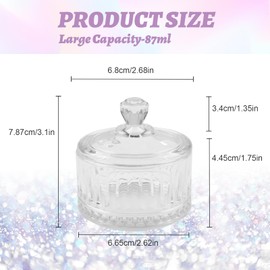 BOMOQING Nail Dappen Dish with Lid, 60ml Large Nail Monomer Dish, Glass Nail Cup for Holding Acrylic Liquid Acrylic Nail Powder Nail Decor Monomer Acrylic Nail Liquid (White)…