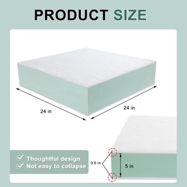 FOUXTEL Extra Thickness 3 Layer Couch Cushion Replacement, 24"x24"x6" Sofa Cushions Replacement,100% 25D Foam Upholstery Cushion, Supportive&Soft Sofa Foam with Removable Cover