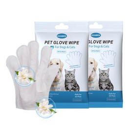 CKANDCK Pet Wipes for Dogs & Cats, Nourish Fur Glove Wipes for Daily Care and Traveling,Extra Thick Cleaning Deodorizing Grooming Gloves,Rinse Free, Unscented