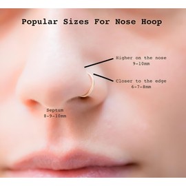 20G Stainless Steel Fake Nose Ring Hoop - Seamless Open Faux Nose Hoop - 6mm 10mm Diameter - Hypoallergenic and Durable (Silver, 6mm)