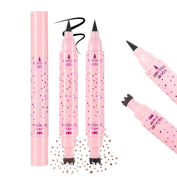 DAGEDA 2 Colors Eyeliner Freckle Pen, 2 in 1 Brown