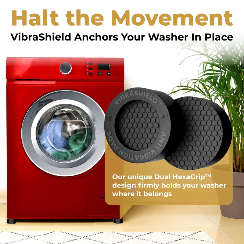 Anti Vibration Pads for Washing Machine with HexaGrip - Stops