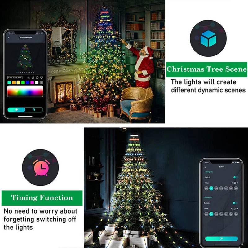 200LED Christmas Tree Waterfall String Light RGB Color Xmas Decor