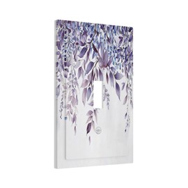 Purple Eucalyptus Watercolor Plant Leaves Decorative Light Switch Cover Plate 1 Gang Single Toggle Switch Wall Plate Cover Electrical Device Faceplate for Bedroom Kitchen Decor 5 X 3 IN
