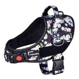 Petmolico Floral Service Dog Harness, Girl Dog Harness with Back Clip and Top Handle Dog Vest Harness for Female Dogs, White Daisy Small