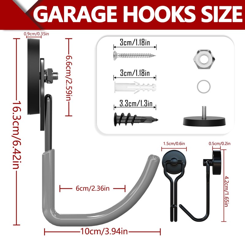 3-H Extra Strong Magnetic Hooks,Heavy Duty Large Anti-Slip Magnet Hooks