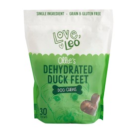 Love Leo Dehydrated Duck Feet for Dogs (30 Count) – 100% Natural, Grain-Free, High-Protein Duck Feet Dog Chews for Dental Health and Training Rewards