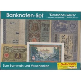 Prophila Collection Banknote German Reich 4 Different Banknotes + 1 Historical Security Paper (Banknotes for Collectors - No Payment Method)
