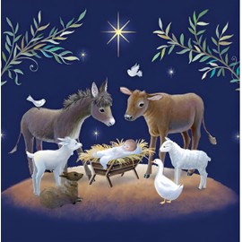 Noel Tatt Charity Christmas Cards Pack of 10 - Charity Christmas Cards with Artistic Animals in a Manger Design - Eco-Friendly Xmas Cards Multipack with Envelopes