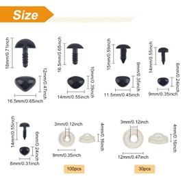 SUPERFINDINGS Over 130 Pieces 5 Sizes Plastic DIY Dog Nose 2 Colour Safety Triangle Nose DIY Craft Noses Black for Bear Doll Dog Doll Making DIY Crafts DIY