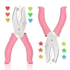 2 perforadores de papel de mano con diseño de corazón y estrella con etiquetas de mango suave para ropa, boletos de bricolaje, etiquetas de manualidad