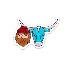 Paul Bunyan and Babe the Blue Ox - Sticker, 3" Vinyl Sticker, Water Proof, Fade Proof, Laptop Sticker, Water Bottle Sticker