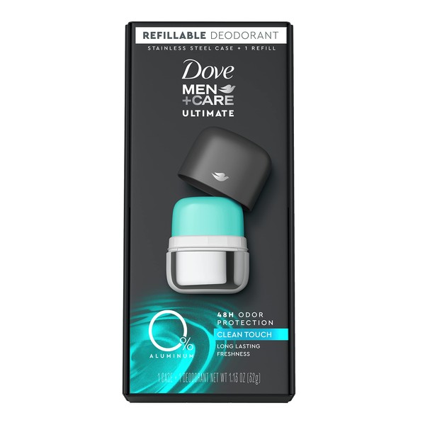 Dove Men+Care Ultimate Refillable Deodorant Kit 0 percent Aluminum Clean Touch Aluminum Free Deodorant 1.13 oz