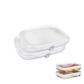 QEEYON Clear Travel Toiletry Bag, 2 Pack Clear Hard Shell Zipper Case, Carry On Clear Plastic Bags for Airport Security, Double Zippered Cosmetic Bag for Make Up Tools, Toiletries, Building Blocks