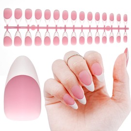 JODSONE 150PCS Almond Pink Press On Nails - 15 Sizes Fake Nail Tips with Seamless Fit, Natural Soft Curve False Nails for DIY Manicure