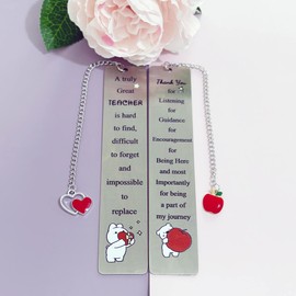 2PC Teacher Bookmarks Teacher's Day Appreciate Gift Man Bookmark Thank You Keepsake Birthday Present Retirement Appreciate Christmas Thanksgiving Women Accessory A Truly Great Teacher is Hard to Find