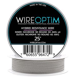 WIREOPTIM - 30 AWG Nichrome 90 4X Core - 40 AWG Nichrome 90 - Hybrid Resistance Wire - 25 Feet