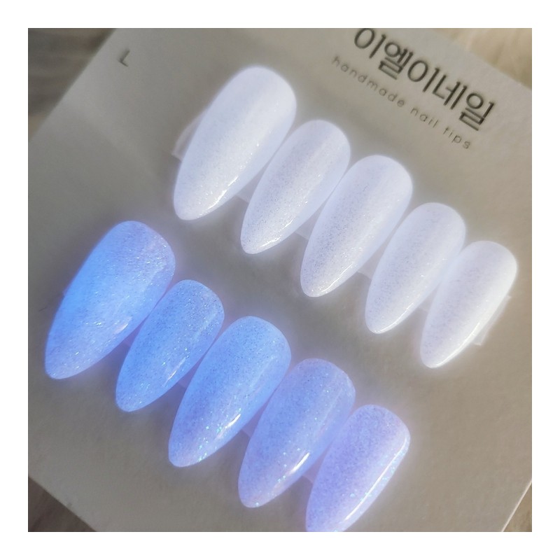 Soft glow-in-the-dark nail handmade nail tip - Coffin / 여리한