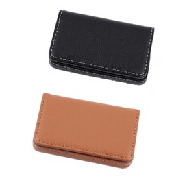 Leadigol 2 PCS Business Card Holder, PU Leather Business Card Case Business Card Wallet Slim Business Card Carrier Name Card Holder for Men Women