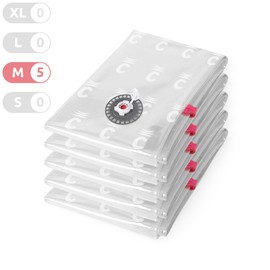 Compactor RAN7368 platzsparende Vakuum-Aufbewahrungsbeutel im 5er-Set, Größe M, extra flach, Aspispace-Serie, transparent, 55 x 90 cm