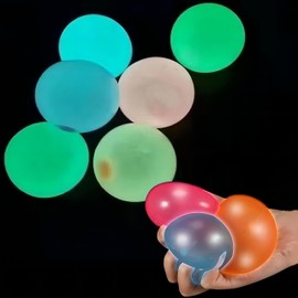 Ceiling Balls Glowing Sticky Balls, Stress Balls Glow in The Dark Toys, Luminous Stress Relieving Balls Fun Decompression Fidget Toy,Adult Stress Balls,Children's Autism Stress Relief Toys(6Pcs)