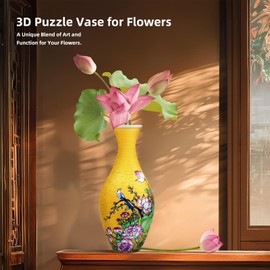 Yizhor 3D Puzzle Vase, 160 Curved Pieces DIY Flower Vase Craft Kit & 3D Puzzles for Adults, Creative Jigsaw Art Project Home Décor Centerpiece, (A-Lotus)