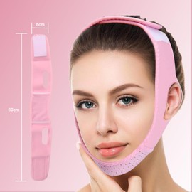 DecorDwell V Face Masks, Double Chin Remover Band, Chin Mask, Double Chin, Reusable, Face Slimming Belt, Chin Lifting Band, V Line Mask, Currently Useable, Pink