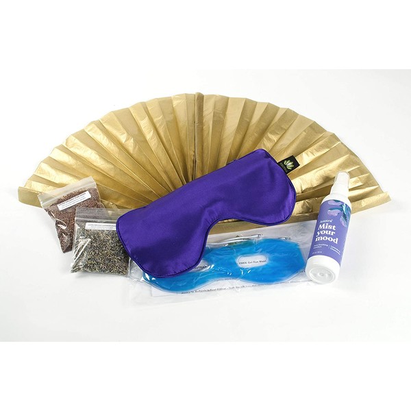 ASUTRA Sleep Tight Kit | 4oz Lavender & Chamomile Aromatherapy Spray + 1 Purple Silk Eye Pillow Filled w/Organic Lavender & Flax Seeds