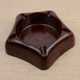 Plastic Wood Grain Ashtray (Wood Pattern Design) Plastic Ashtray Hexagonal (Out of Stock) 4ea