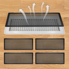 Floor Register Vent Cover, 4"x12" Sticky Air Vent Screen Mesh Covers for Home Floor/Wall/Ceiling Registers Air Vent Filters, Black (4 Packs)