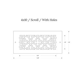 Reggio Register Scroll Floor Register 4X10 - Black Cast Iron Vent Covers for Home Floors; Features an Underside Lip; with Mounting Holes - Made in The USA | 612-H