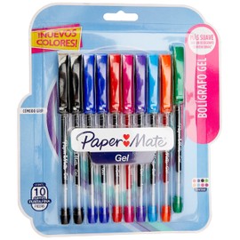 Paper Mate 21215 Boligrafos de Gel 10 Piezas Colores Surtidos, Multicolor