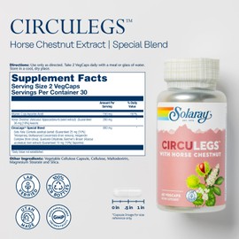 SOLARAY Circulegs - Herbal Supplements for Wellness Support w/Horse Chestnut Extract and Vitamin C, Plus Gotu Kola, Flavonoids, Hesperidin Blend - Vegan, Gluten Free, 60-Day Guarantee - 30 Servings