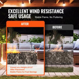 Happybuy Glass Wind Guard for Rectangular Fire Pit Table 31 x 12.5 x 6.5 Inch. 0.31 inch Thick, Easy to Assemble, Sturdy Tempered Glass. with Hard Aluminum Corner Bracket & Rubber Feet