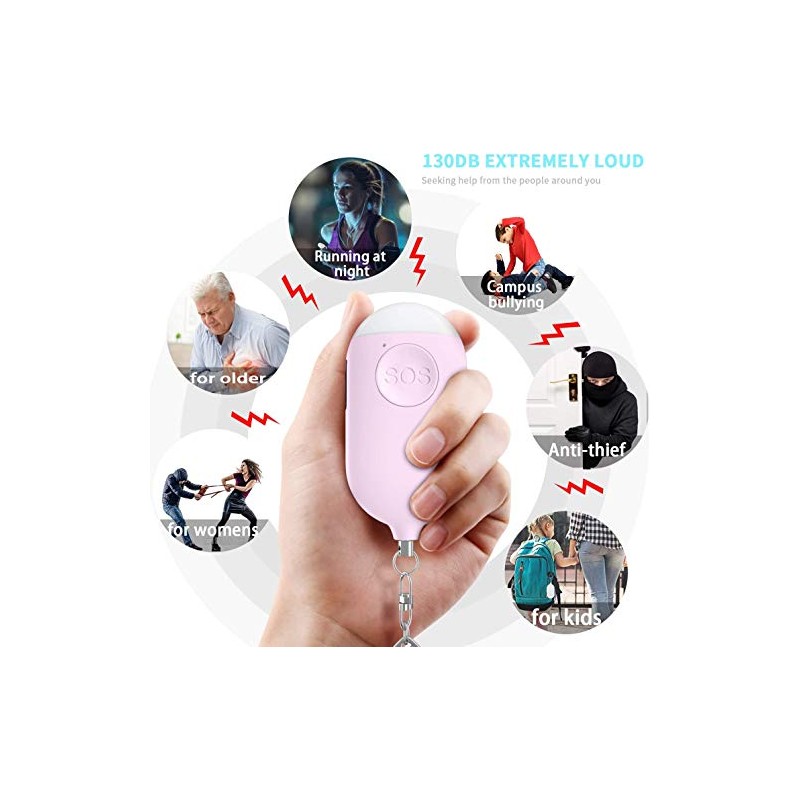 Personal Alarm Siren - 130dB Portable Rechargeable Alarm Keychain with