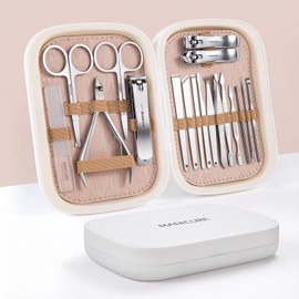 Manicure Set With Case Nail Clippers Pedicure Kit -18 Pieces Stainless Steel Manicure Kit, Professional Grooming Kits, Nail Care Scissor Tools (Silvery)
