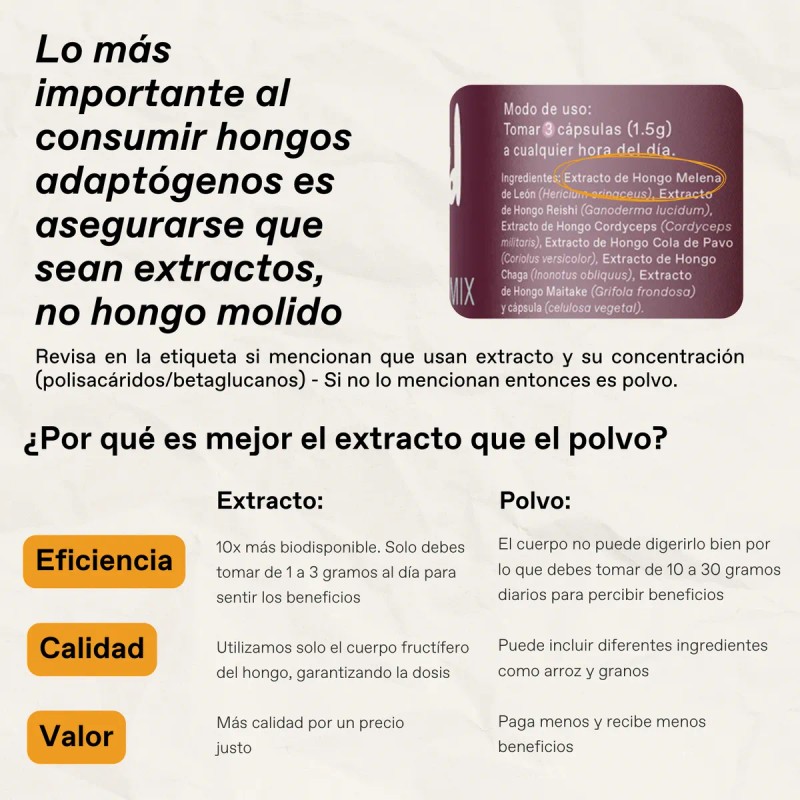 Mushroom Mix Natural Mezcla De Hongos Adaptógenos 90 Caps.