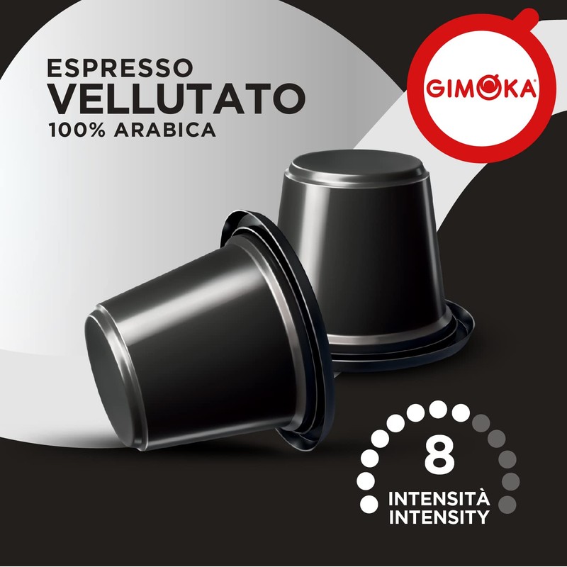 Gimoka - Nespresso Compatible Coffee Capsules - 100 Pods (Vellutato)