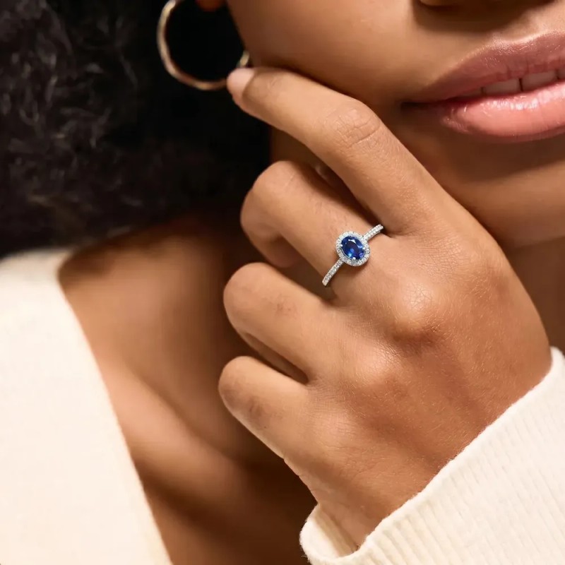 anillo de compromiso plata - Anillo Compromiso Ajustable Zafiro Azul