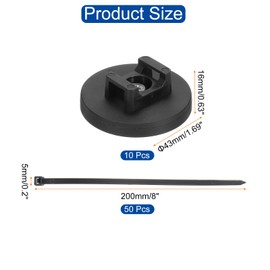 DMiotech 5Pcs Magnetic Zip Tie Mount with 8" Cable Zip Ties Multipurpose Adjustable Cable Tie Holder Set Organizer Holders Clamps for Cable Wire Tubing Sleeving Conduit,Black